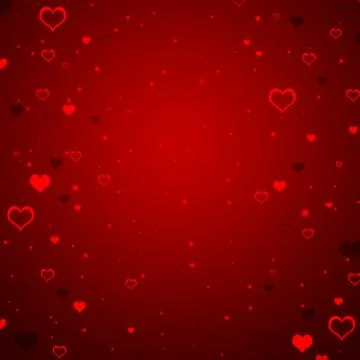 Abstract gradient red background with soft hearts and spots Stock Illustration