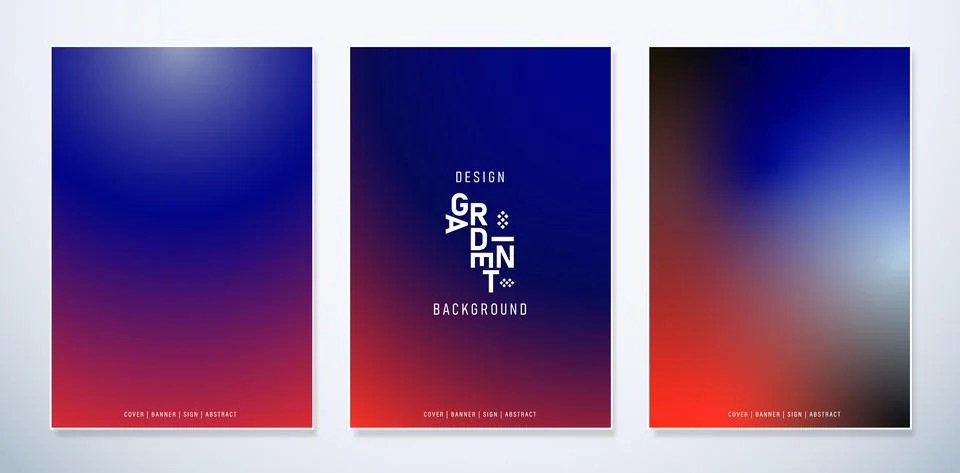 Abstract gradient red bold blue black colors a set of banners Stock Illustration