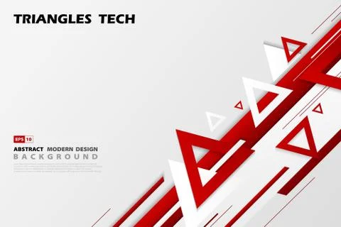 Abstract gradient red triangles tech overlap design of futuristic pattern Stock Illustration