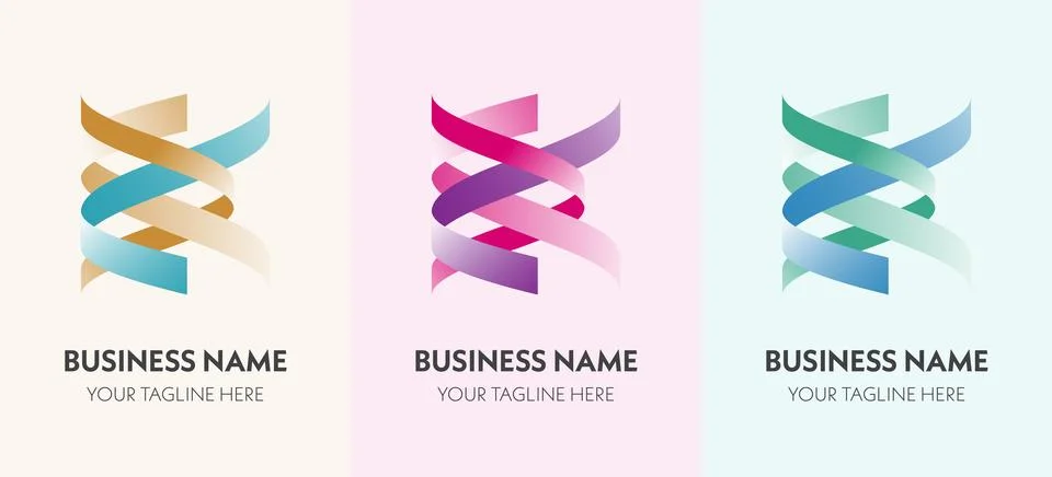 Abstract Gradient Ribbon Logo Set Stock Illustration
