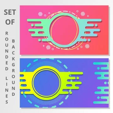 Abstract Gradient Rounded Lines Background Set Stock Illustration
