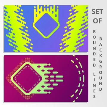 Abstract Gradient Rounded Lines Background Set Stock Illustration