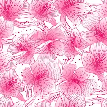 Abstract gradient seamless flower pattern with orchid. イラスト素材