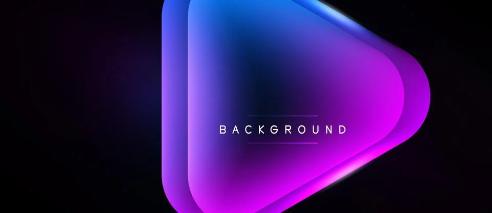 Abstract gradient shape dominates dark background. Vivid purple, blue hues .. Illustrazione stock