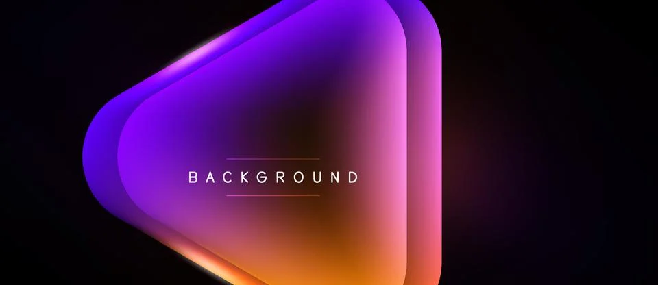 Abstract gradient shape dominates dark background. Vibrant purple, orange hue Illustrazione stock