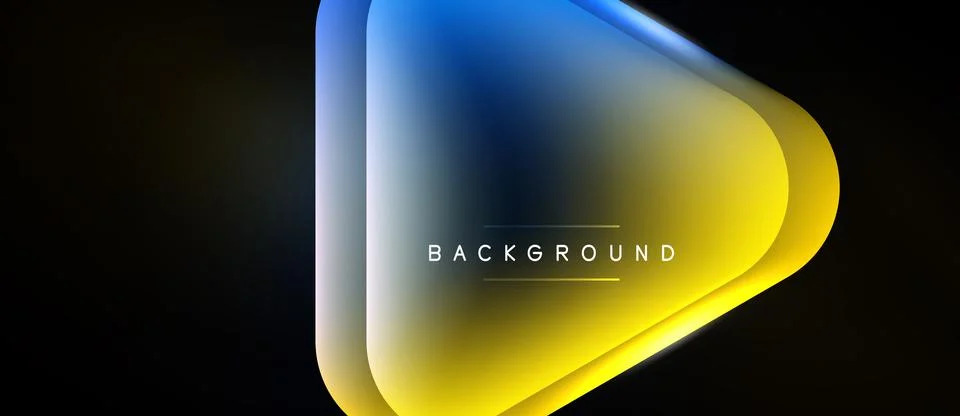 Abstract gradient shape dominates dark background. Yellow, blue hues blend Stock Illustration
