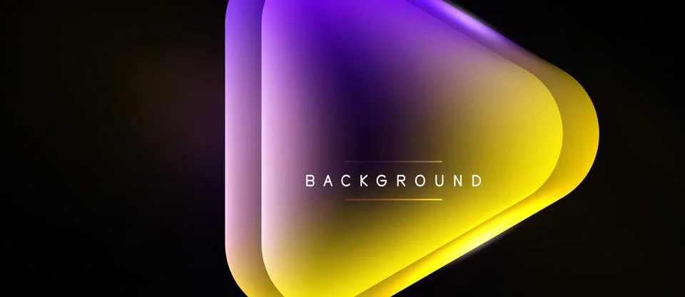 Abstract gradient shape over black background. Vibrant purple transitions to Ilustração Stock