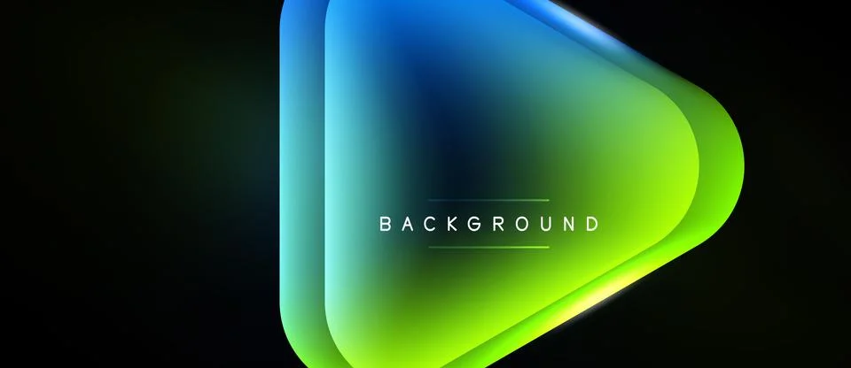Abstract gradient shape over black background. Vivid blue transitions to brig Ilustração Stock