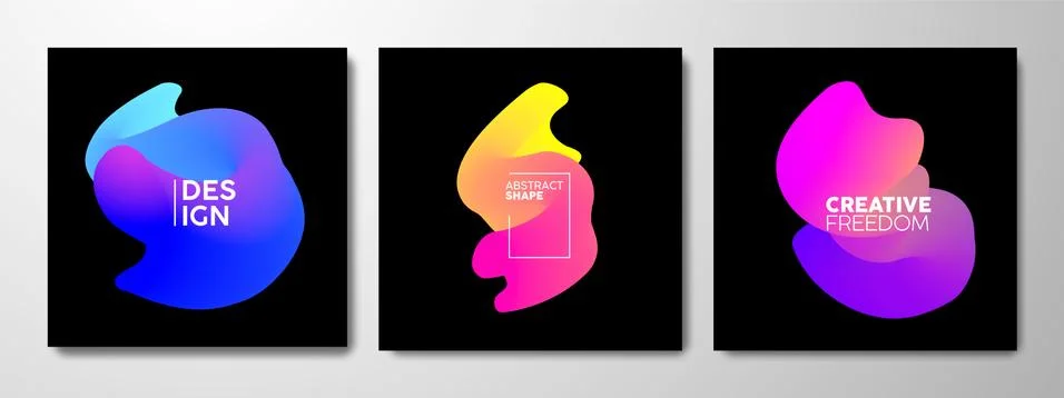 Abstract gradient shape set in bright neon color Stock Illustration