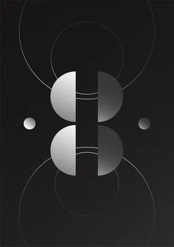 Abstract gradient shapes on a black background. Esoteric symbols, imitation.. Stock Illustration