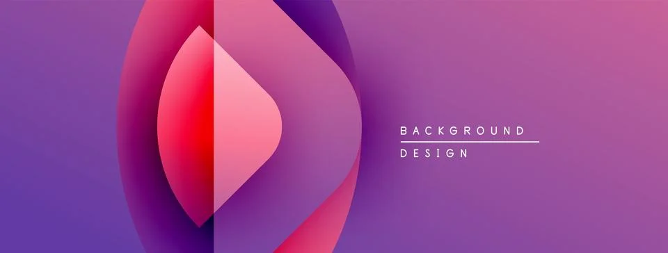 Abstract gradient shapes create dynamic visual. Purple, red hues blend smoothly. Stock Illustration
