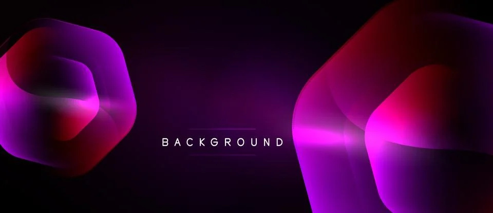 Abstract gradient shapes dominate dark background. Vibrant pinks, purples ble Stock Illustration