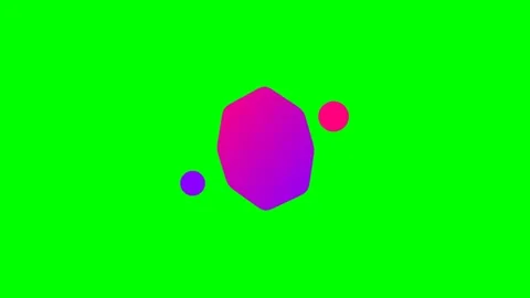 Abstract gradient shapes floating against a vibrant chroma key green backgrou Stock Footage 340903627