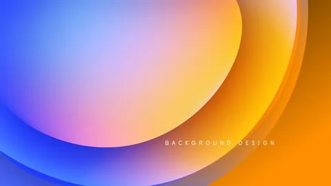 Abstract gradient shapes overlap black background. Vivid colors blend, creating Stock Illustration