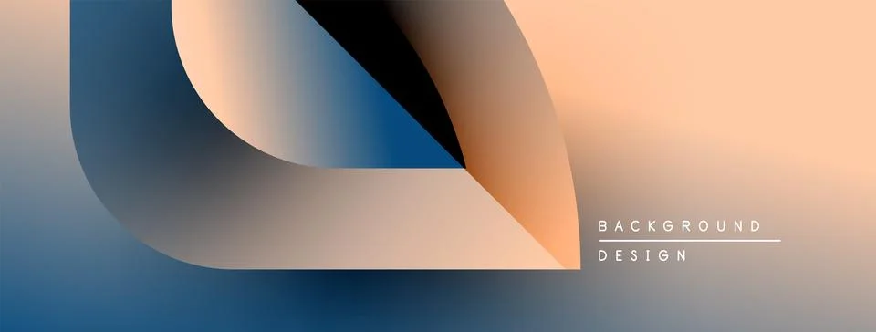 Abstract gradient shapes overlap. Blue, peach tones create modern background Stock Illustration