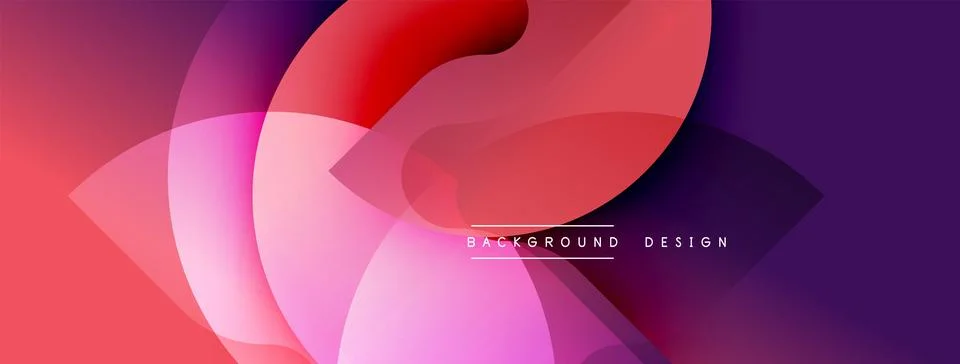 Abstract gradient shapes overlap, creating dynamic visual effect. Pink, purple, Stock Illustration