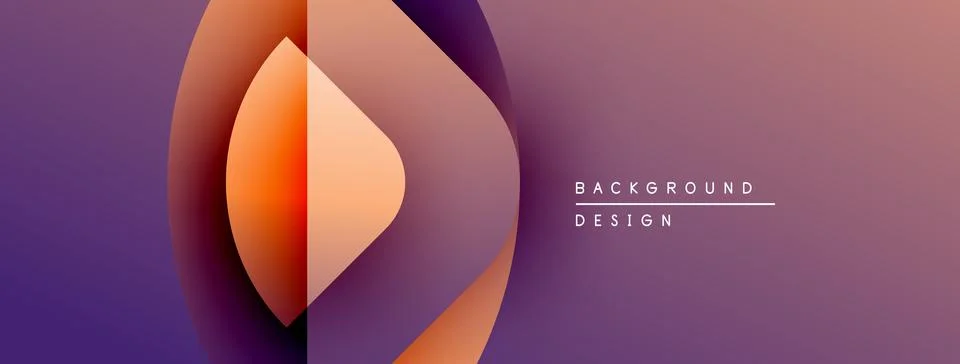Abstract gradient shapes overlap, creating dynamic visual effect. Purple, orange Stock Illustration