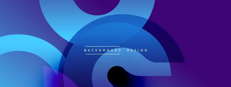 Abstract gradient shapes overlap, creating dynamic visual effect. Blue, purple Stock Illustration