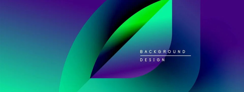 Abstract gradient shapes overlap creating vibrant visual effect. Text reads Stock Illustration