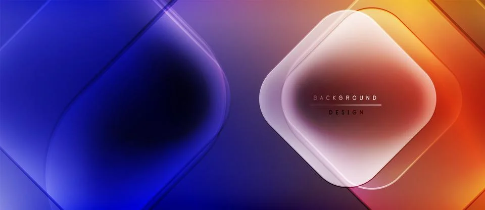 Abstract gradient shapes overlap, creating vibrant blue, purple, orange hues. Illustrazione stock