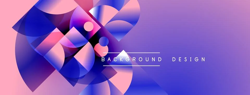 Abstract gradient shapes overlap, creating dynamic visual effect. Pink, purpl Illustrazione stock