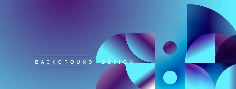 Abstract gradient shapes overlap, creating vibrant blue purple background. Te Illustrazione stock