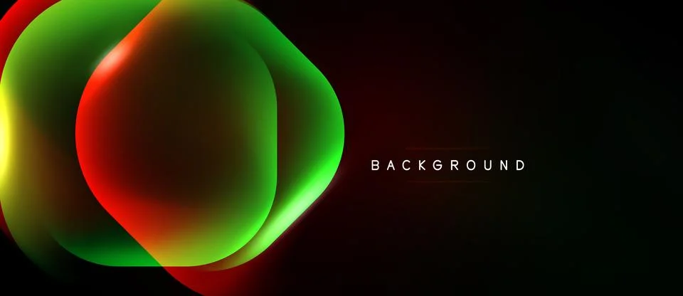 Abstract gradient shapes overlap, creating vibrant color flow on black Stock Illustration