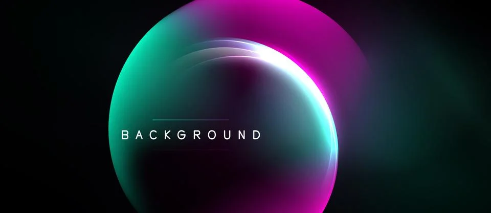 Abstract gradient shapes overlap, creating luminous effect. Dark background Illustrazione stock