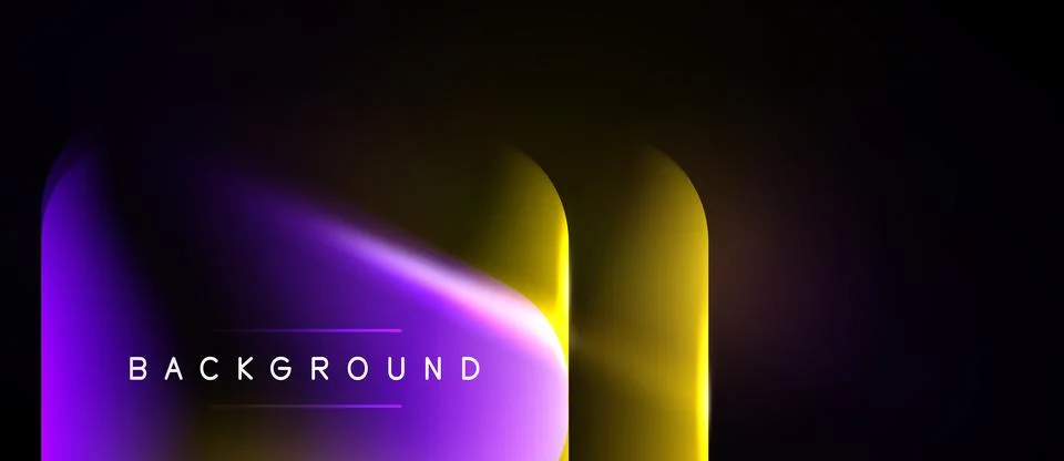Abstract gradient shapes overlap, creating vibrant purple, gold effect. Dark Stockillustratie