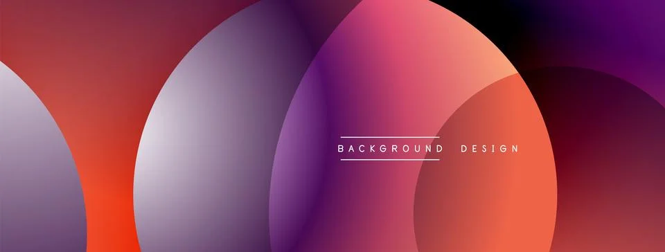 Abstract gradient shapes overlap. Vibrant purple, pink, orange hues blend Stock Illustration