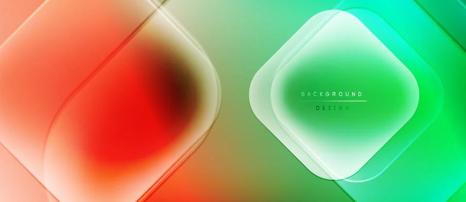 Abstract gradient shapes overlap. Vivid colors blend, creating modern background Illustrazione stock