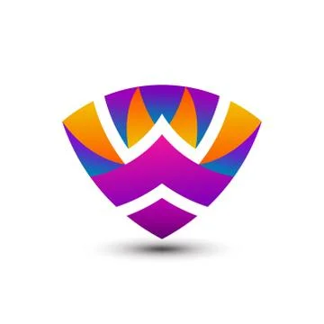 Abstract Gradient Shield Letter W Logo Design Template Vector Stock Illustration