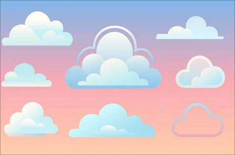 Abstract Gradient Sky Vector Cloud Illustration Illustrazione stock