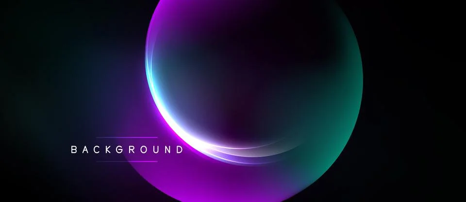 Abstract gradient sphere. Dark background creates vibrant color contrast. Illustrazione stock