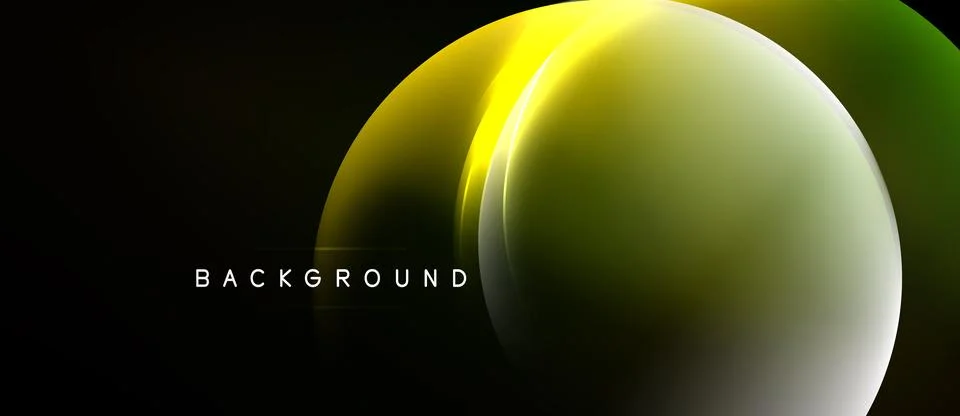 Abstract gradient sphere over black background. Bright yellow, green, white.. Stock Illustration