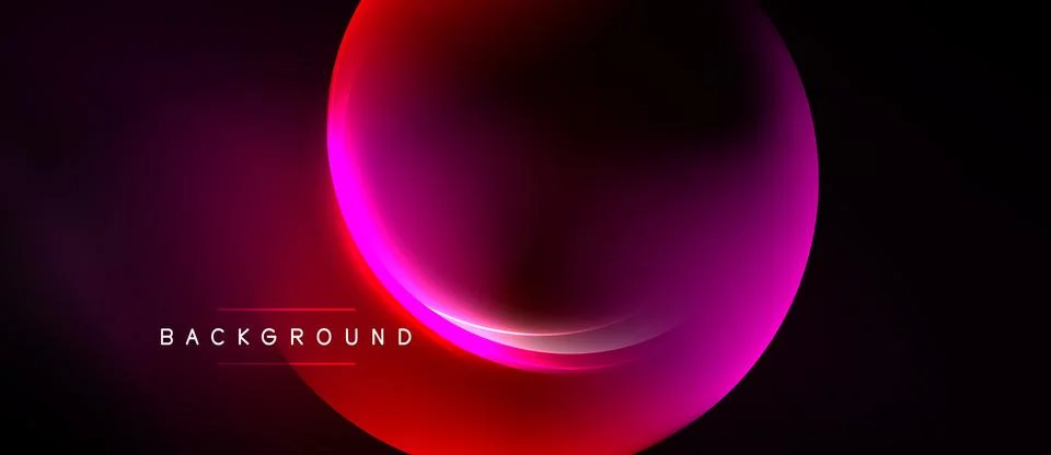 Abstract gradient sphere. Vivid magenta, red hues dominate dark background. Stock Illustration