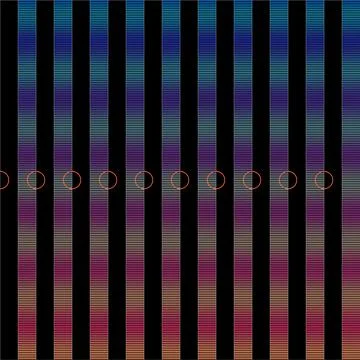 Abstract gradient stripes with circular dots on black background Stock Illustration