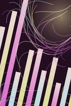 Abstract Gradient Stripes with Wireframe Elements Stock Photos