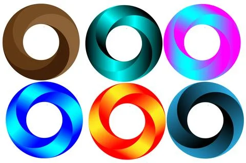 Abstract gradient swirl circle logo set modern colorful ring イラスト素材