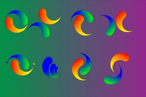 Abstract Gradient Swirl Shapes Collection in Yin Yang Style Illustrazione stock