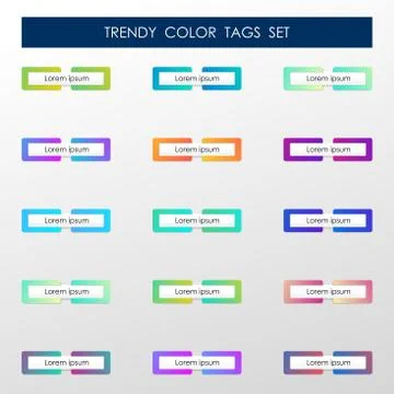 Abstract gradient tags set of tech style artwork badge design. Illustrazione stock