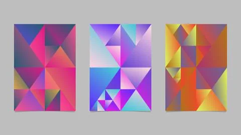 Abstract gradient triangle mosaic page background template set Ilustração Stock