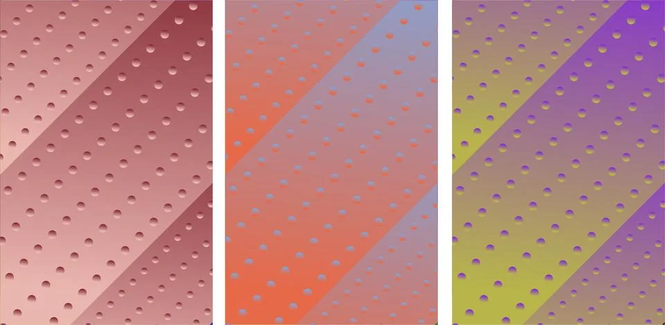 Abstract Gradient Triptych With Embossed Dots and Diagonal Stripes for Mode.. Stockillustratie
