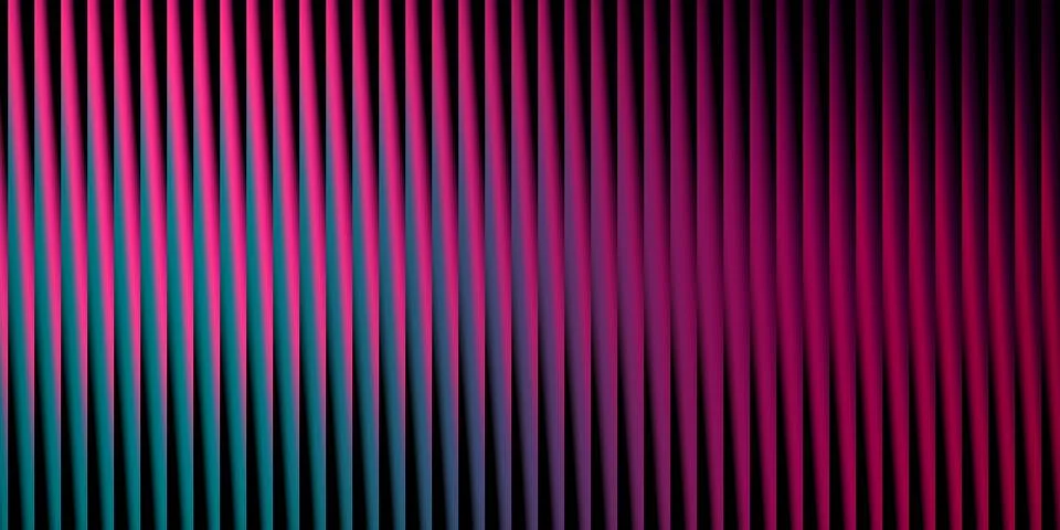 Abstract gradient of vertical ribbed lines transitioning from vibrant teal .. Stock Illustration