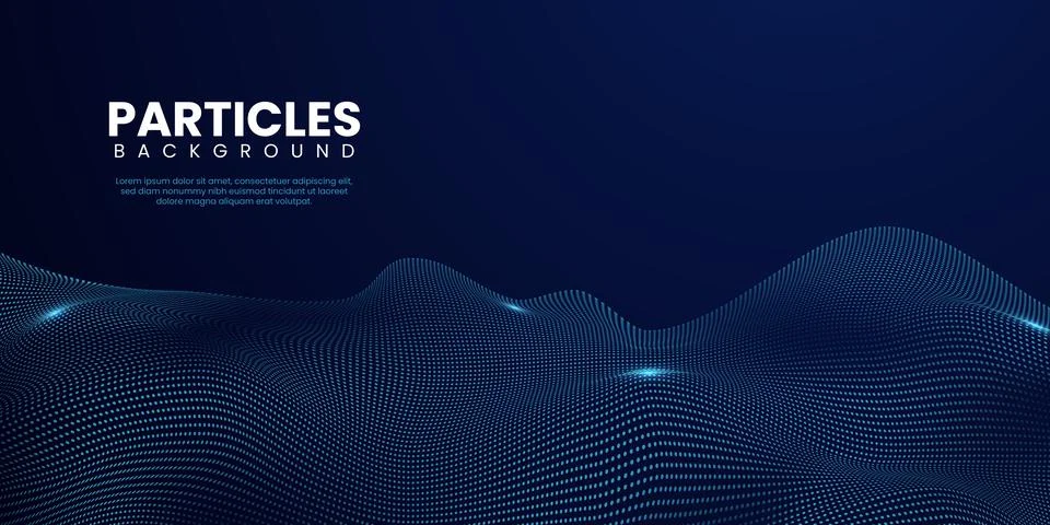 Abstract gradient wave of blue particles. Big data digital futuristic dark ba Stock Illustration