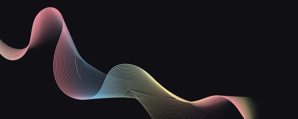 Abstract gradient wave bold multicolored wavy stripes line web background イラスト素材