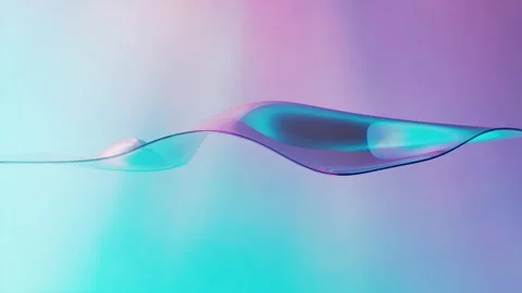 Abstract gradient wave with flowing glass texture, vibrant blend of blue, purple Stock Footage 297460486