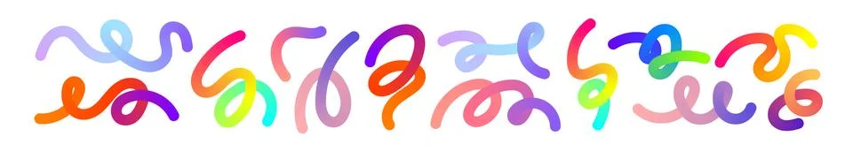 Abstract gradient wave pattern with wavy 3D shapes and geometric squiggles. イラスト素材