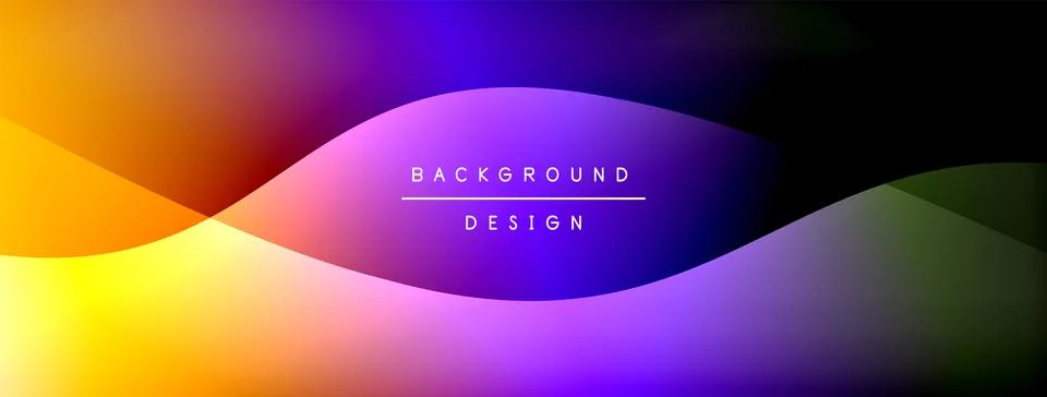 Abstract gradient waves, vibrant colors blend smoothly. Purple, orange, yellow Illustrazione stock