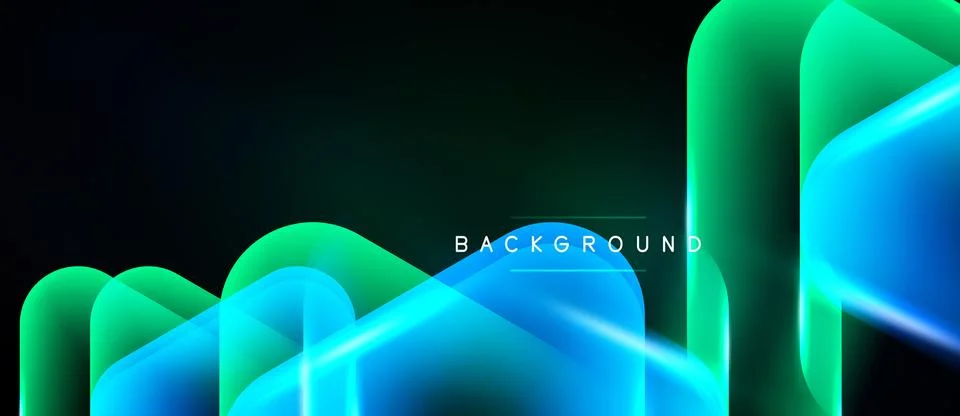 Abstract gradient waves, vibrant teal, green hues. Modern design, dark Stockillustratie